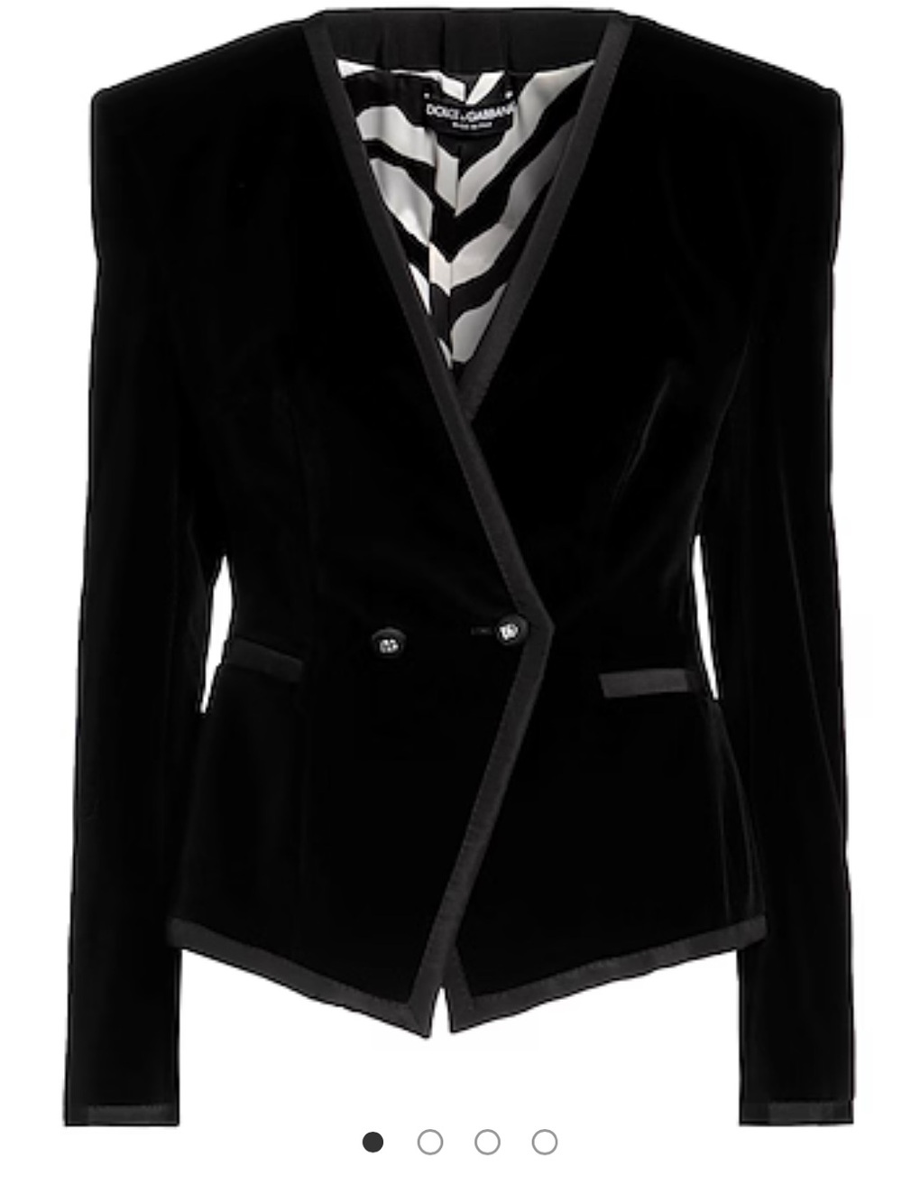 Dolce & Gabbana Black Velvet Blazer with Zebra-Print Lining